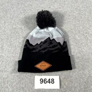 UTAH Beanie Hat Unisex One Size Multicolor Colorblock Pom Pom Casual Winter Wear